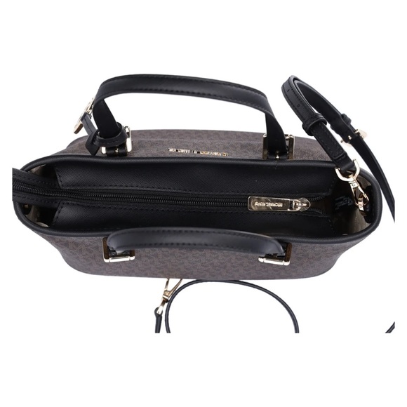 Michael Kors Jet Set XS Carryall Tote Crossbody Brown MK Logo Signature Black - Picture 8 of 11